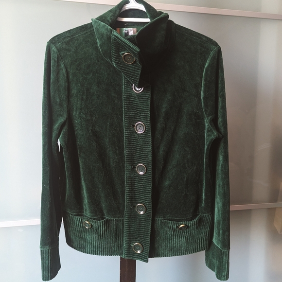 Beautiful Emerald Green Velour Cardigan by Jones New York - size Small - Picture 5 of 9